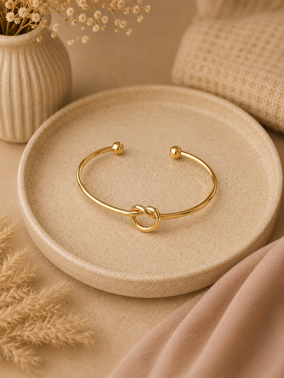 Gold Bangle Knot Bracelet