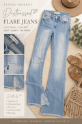 Flying Monkey Distressed Flare Jeans in light wash size 25 with distressed knee and raw hem