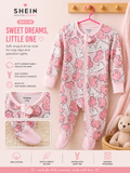 SHEIN Sweet Dreams Footed Sleeper in pink with elephant cloud print size 9-12M