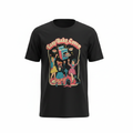 Creepy Co Easy-Bake Coven graphic tee mockup on black shirt size XS